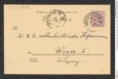 k.k. naturhistorisches Hofmuseum, Intendanzakten 1885-1896 (Hauer), Aktenzahl Z.246/1888, Seite 1